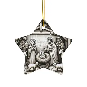 Ceramic Ornament, Last Minute Nativity Ornaments AI Art, Christmas Gift, Holiday Decor, Religious Ornament, Handmade Decoration