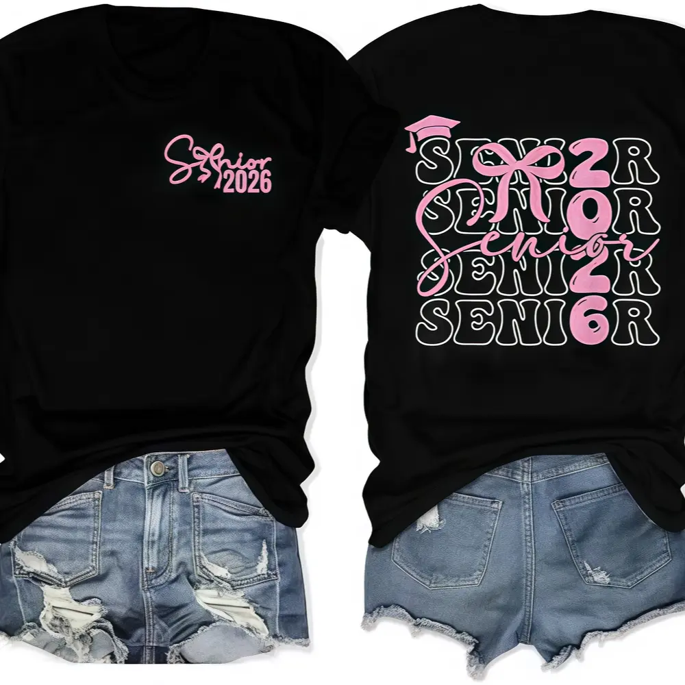 Classic Fit Senior T-Shirt, Unisex 'In My Senior Era' Class of 2026 Design, 100% Cotton Fabric Short Sleeve Casual Graduation Gift, Tshirt, Shortsleeve, Printed, Round Neck, Senior Theme, Casual Tee
