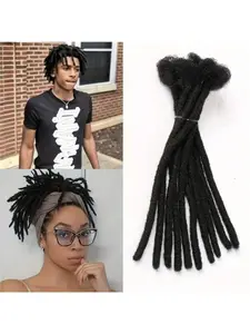 1 Pack 10 Strands Loc Extension  Hair 0.6CM Width Permanent Dreadlock Extension For Men/Women Thickness Natural Black Color