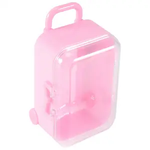 Pink mini roller travel suitcase candy box personality creative wedding candy box luggage trolley case candy toy small storage box