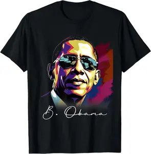 100% Cotton Unisex 4th of July Barack Obama President Portrait Patriotic T-Shirt