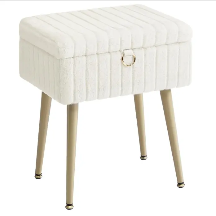 SONGMICS Vanity Stool Chair with Storage, Makeup Stool, Footrest Footstool Ottoman, Metal Legs, Adjustable Feet, for Living Room, Bedroom, Makeup Room SONGMICS Vanity Stool Chair with Storage, Makeup Stool, Footrest Footstool Ottoman, Metal Legs, Adjustable Feet, for Living Room, Bedroom, Makeup Room