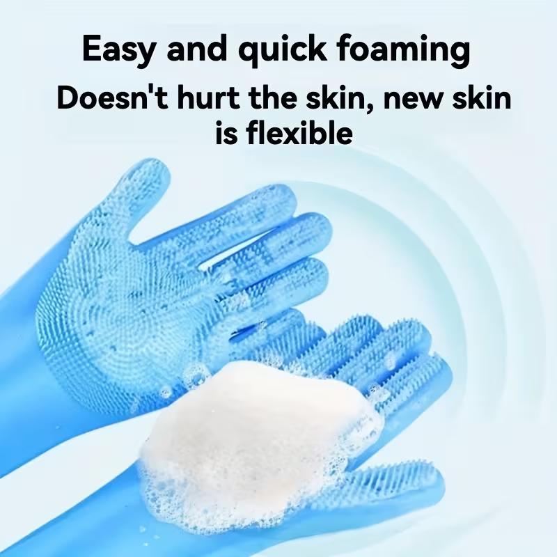 Pet dog bath gloves, pet  silicone bath massage , dog friction bath products, dog hair removal, cleaning and care gloves, gentle scrubbing and massage, dense  design, household gloves(blue) brush poodle 3-in-1 per multifunctional Self-Cleaning Steam