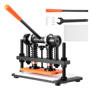 fathersdaygift  VEVOR Leather Cutting Machine, 10.2x 4.7 in Embossing Plate Manual Die Cutter, 0.47 in Pressure Stroke Dual Guide Shafts Die Cut Machine, Leather Embossing Machine for Various of Materials