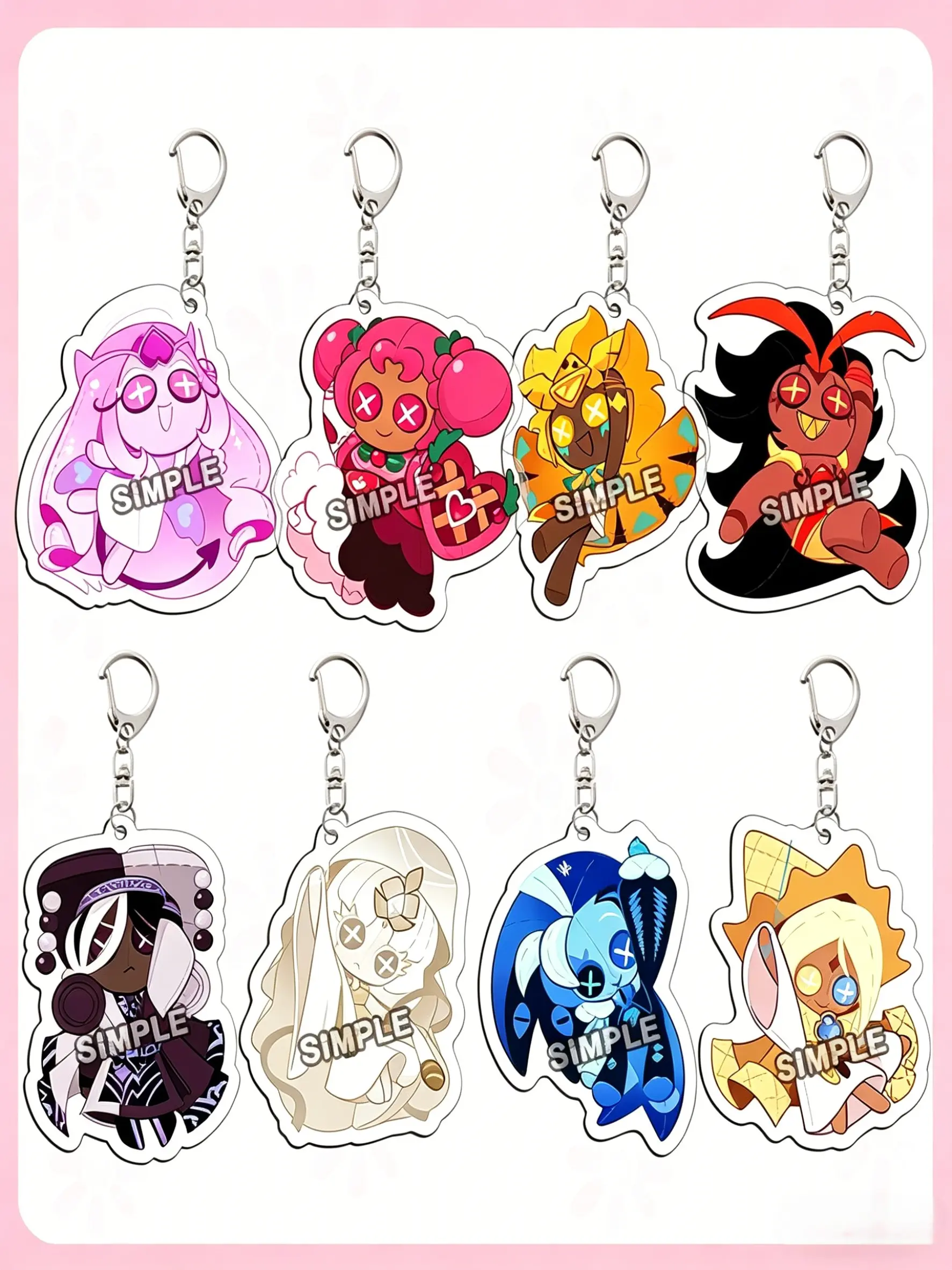 8-Pack Anime Acrylic Keychains, Cartoon Character Design, Fun Decorative Gifts for Fans and Couples, Ideal Party Souvenirs, Fitness Bag Accessories