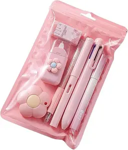 Kawaii Pastel Stationery Gift Set | Cute Aesthetic School Supplies Kit, Adorable Desk Essentials for Teens & Students Valentine's Day Pen glitter money savings book may calendar