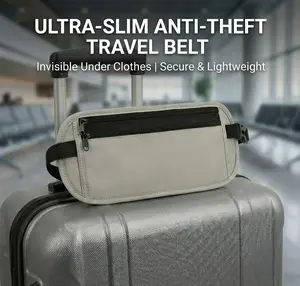 Anti-Theft Invisible Travel Belt Lightweight Hidden Money Pouch Secure Holder for Phone & Passport Under Clothes Security Pouch for Men Women