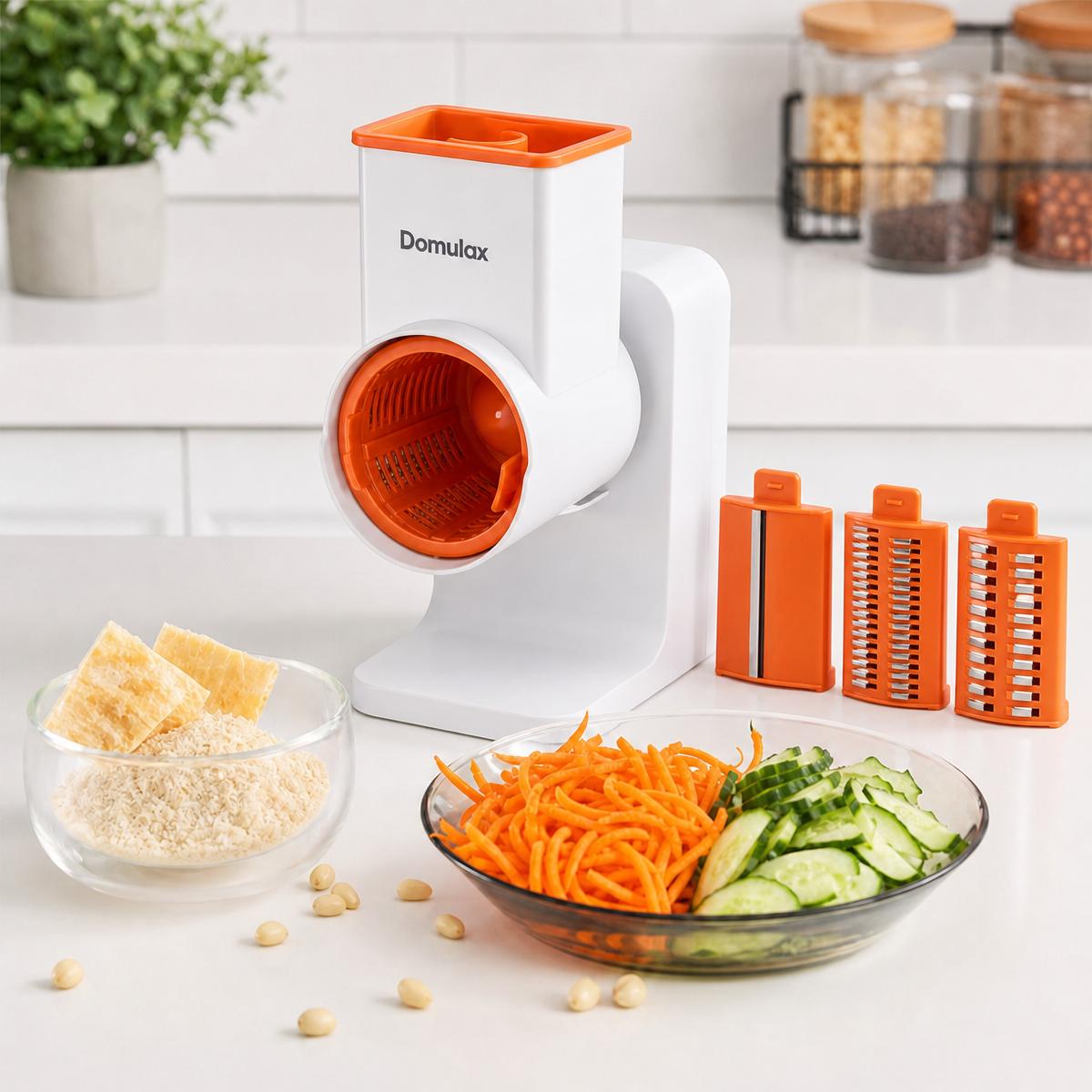 Cordless Rechargeable Electric Cheese Grater - Type-C Charging, 4 Stainless Steel Blades, Grates Cheese, Shreds Veggies, Slices for Hash Browns, Household Specialty Kitchen Appliance, Compact sohochic