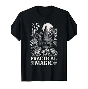Practical Magic Witchy Halloween Salt Rosemary Lavender Love Funny Crew Neck Tee 220g with Stylish Print Casual & Comfortable Travel Clothing for Fashion Enthusiasts Ideal for Summer, Spring, Fall, And Daily Wear T-Shirt