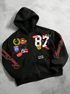 Logo printed zippered hoodies for men, Graphic print hoodie, crossed sail teas slogans with pockets, street fashion brands, Streetwear, Sweatshirts, autumn and winter hoodies