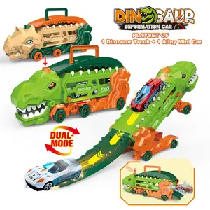 Mini Dinosaur Transforming Car Set, Includes Random Alloy Car, Handheld Body, Expanding Back Design, Kids Favorite Toy Vehicle