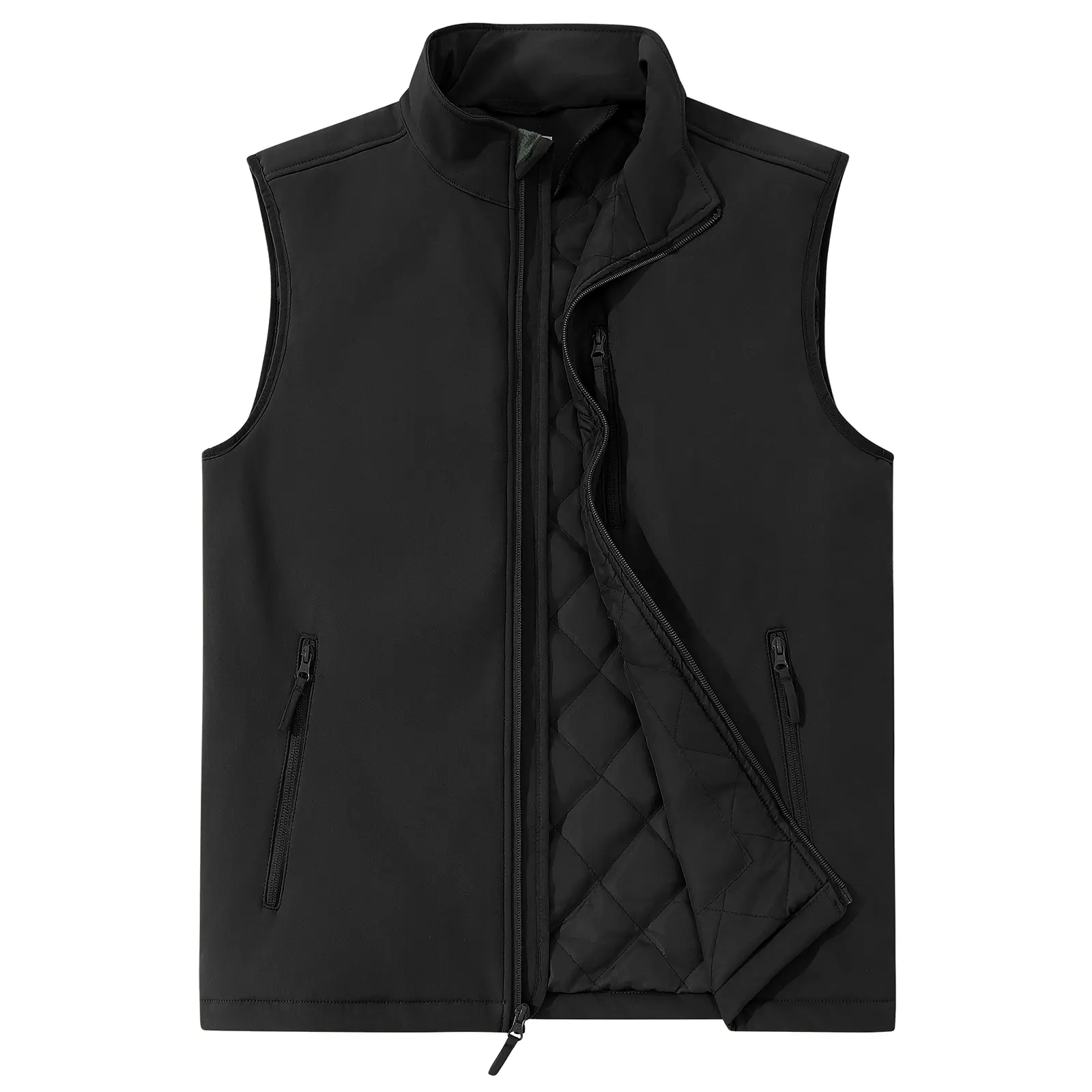 Outdoor Ventures Men's Smooth Stretch Equestrian Fabric Casual Outerwear Vest - Lightweight Winter Zip-Up Sleeveless Alternative for Hiking, Travel