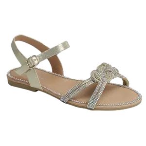 FANNIE-60 Women's Sandals Rhinestone Embellished Open Toe Ankle Strap