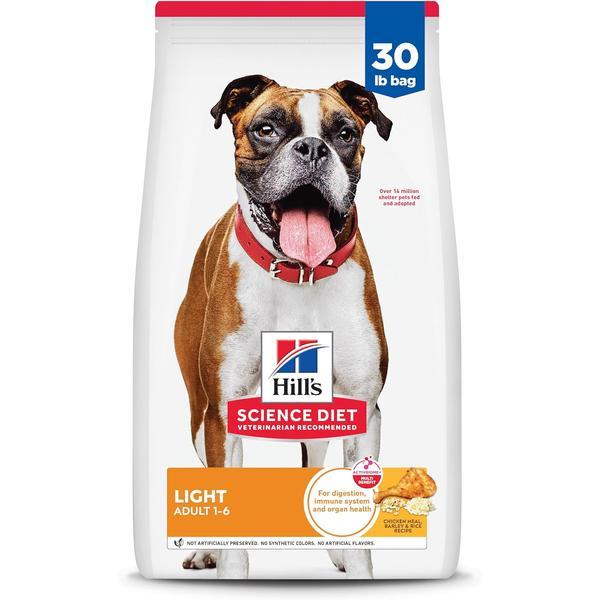 Science Diet Light , Adult 1-6, Weight Management Support, Dry Dog Food, Chicken & Barley, 30 lb Bag