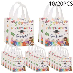 Graduation Gift Bags, 10 or 20 Pcs, Cartoon Stationery Design, Non-Woven Material, 7.87x7.67x3.54 Inches, Perfect for Graduates