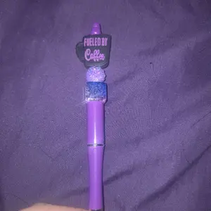 Fueled by Coffee Beaded Pen - Purple Design with Unique Beaded Accents for Stylish Writing