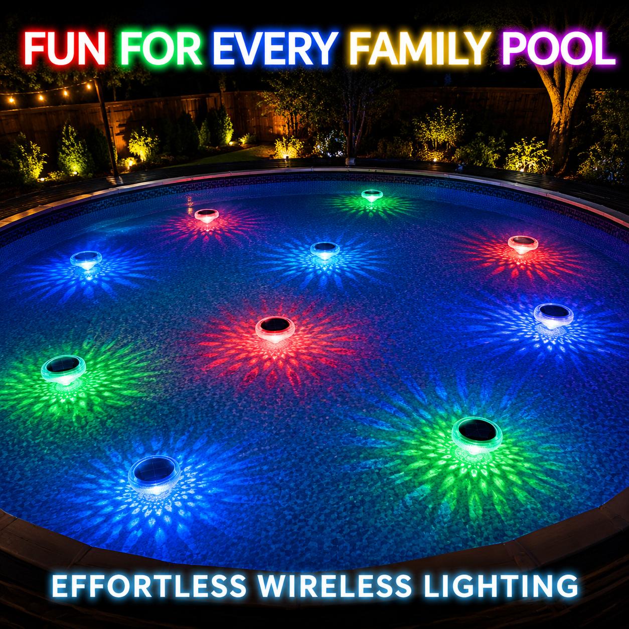 Solar Pool Lights for Inground Above Ground Pools, 7 Color Changing Floating Pool Lights with Remote, IP67 Waterproof Solar Powered Underwater LED Light Show Projector for Pool Decor, Hot Tub, Party b