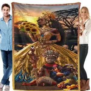 Elegua Blanket Eleguá Throne Cloth Blanket | Opener of the Roads Orisha | Spiritual Living Room Decor & Lucky Gift Blanket Living Room Decoration  Gift Blanket for a Friend