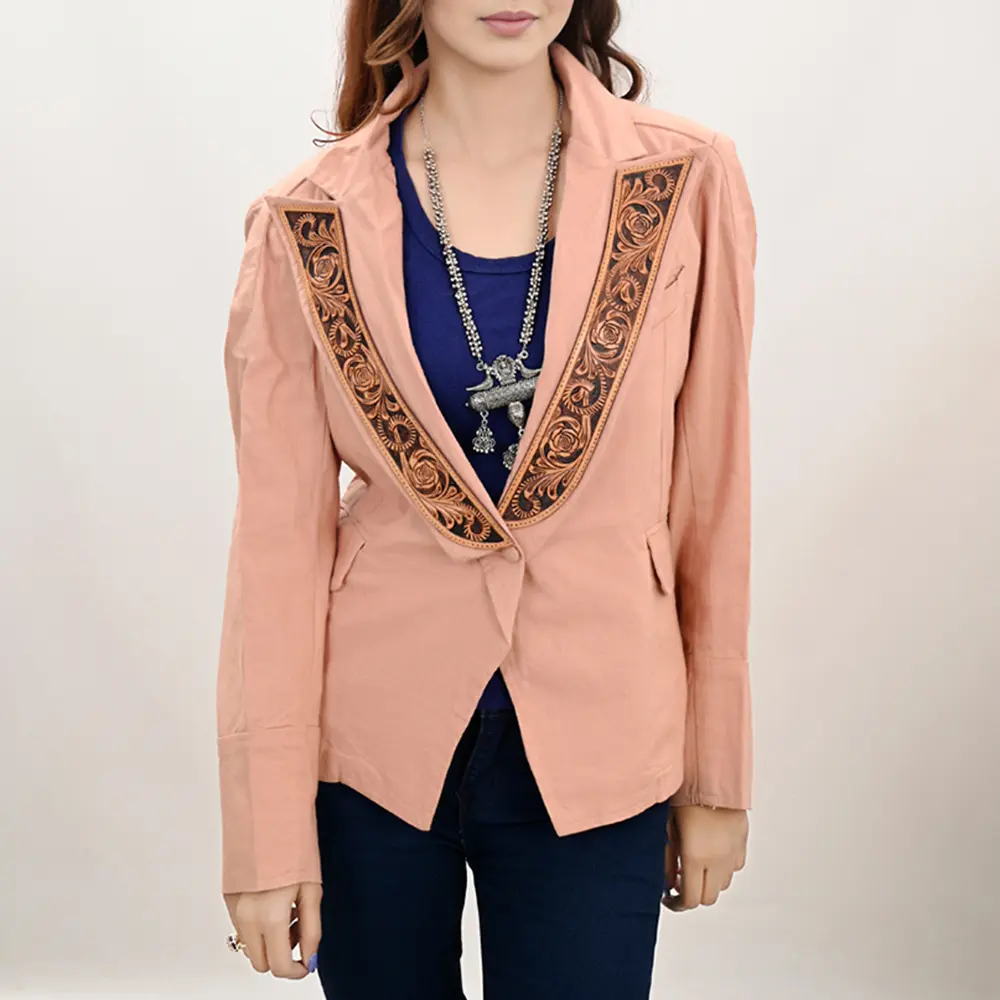 American Darling Genuine leather Hand tooled carved Women Blazer dress jacket | Vintage