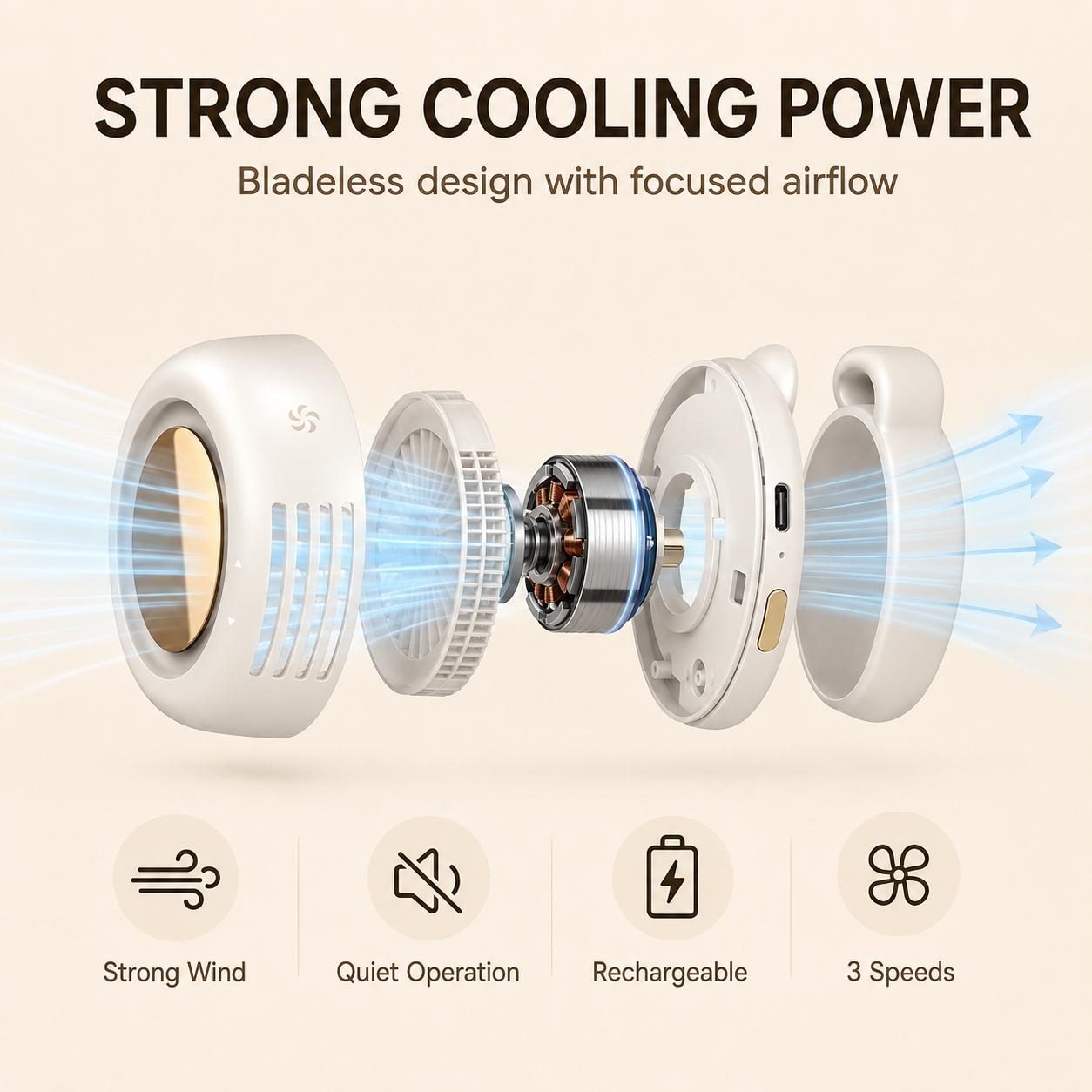 Mini Bladeless Portable Fan, Rechargeable 3-Speed Waist Clip Fan with Quiet Turbo Airflow, Handheld Personal Fan & Phone Cooling Fan for Travel, Outdoor, Camping, Work & Gifts for Dad Mini Bladeless Portable Fan, Rechargeable 3-Speed Waist Clip Fan with Quiet Turbo Airflow, Handheld Personal Fan & Phone Cooling Fan for Travel, Outdoor, Camping, Work & Gifts for Dad