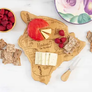 Destination Hawaii Island Shaped Cutting Board, Charcuterie and Serving Board – Gift for Hawaii Lovers, Home Décor or Kitchen Use