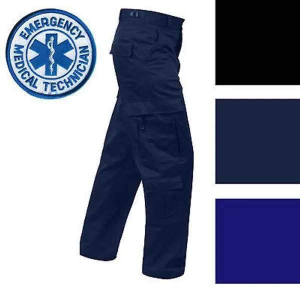 Men's Tactical Cargo Pants - 9-Pocket Polyester Cotton Trousers with an Elastic Waist and Zipper Fly for EMT & EMS Work