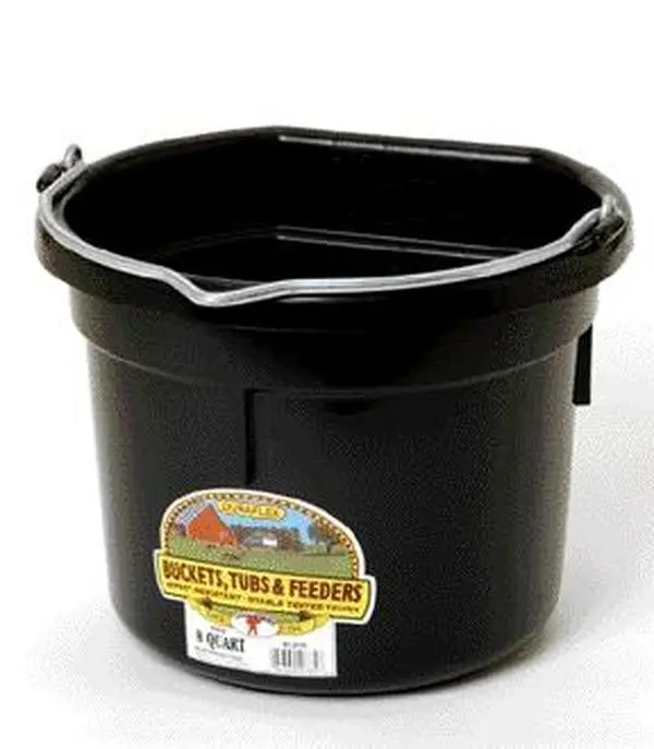 Inc Flat Back Plastic Bucket- Black 8 Quart - P8FBBLACK
