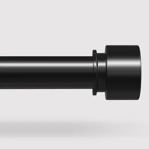 Long Curtain Rods for Windows 72 to 144 Inch(6-12 Feet), Black Heavy Duty 1'' Diameter Adjustable Window Drapery Rod, Modern End Cap Style Design, Size 36''-144''