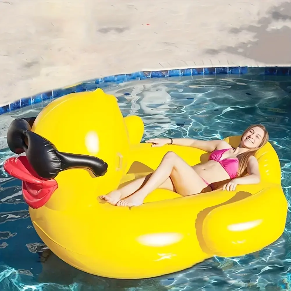 PVC Inflatable Surfboard Float Tube, Thickened Duck Pool Float Chair, Pool Float Lounge, Portable Pool Float, Lightweight Foldable, Ideal for Swimming Lessons, Water Sports, Training, Portable Pool Floater