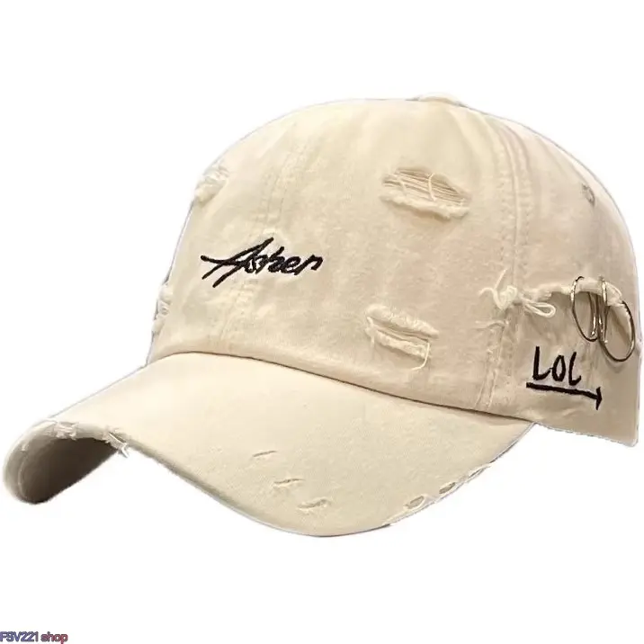 Retro Torn Effect Baseball Cap - Faded, Worn Dad Hat with Letter Embroidery, Unisex Hip Hop Sun Hat for Casual Outdoor Use, Casual Hats, Front Text Hats，Washed Cotton Adjustable Dad Hat, Streetwear Sun Hat for Everyday