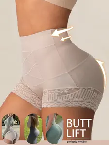 High Waist Women's Pressure Panties Set, Seamless Ice Silk Mesh Belly Control Shapewear Shorts, Butt Lifting, Breathable Daily Wear, All Seasons