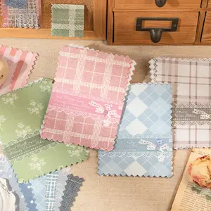 80 sheets simple simulated fabric material paper with floral plaid design themes, minimalist style, paper material, non adhesive, DIY journal decoration, scrapbook notebook background material