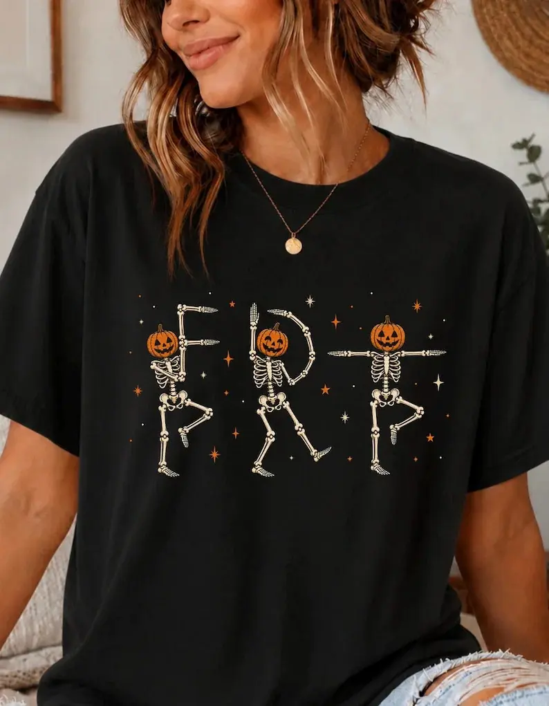 FDT Dancing Skeleton Halloween Tshirt, Subtle FDT Pumpkin Tee, Anti Maga Hidden Message Shirt, Fall Liberal Resistance FDT t-shirt