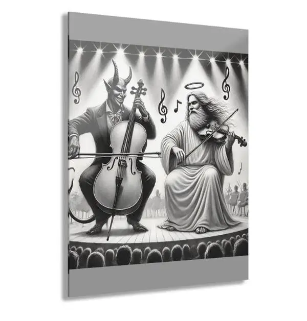 Acrylic Prints of God and Devil Making Music, Acrylic Prints