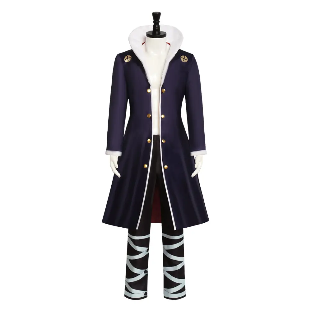 Chrollo Lucilfer Cosplay Costume Set Men Dark Coat White Fur Collar with Pants for Comic Con