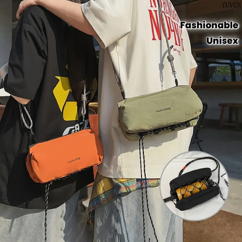Athletic Crossbody Bag with Portable Water Bottle Holder Pouch, Unisex Solid Hydration Shoulder Bags for Sports & Travel, Bottle Holder Pouch Shoulder Bags
