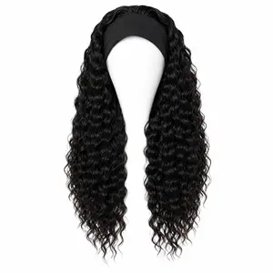 Deep Wave Headband Wig for Women, High-Temperature Synthetic Fiber Glueless Full Machine Made Wig, Natural Full Look, Easy Wear Daily Wig