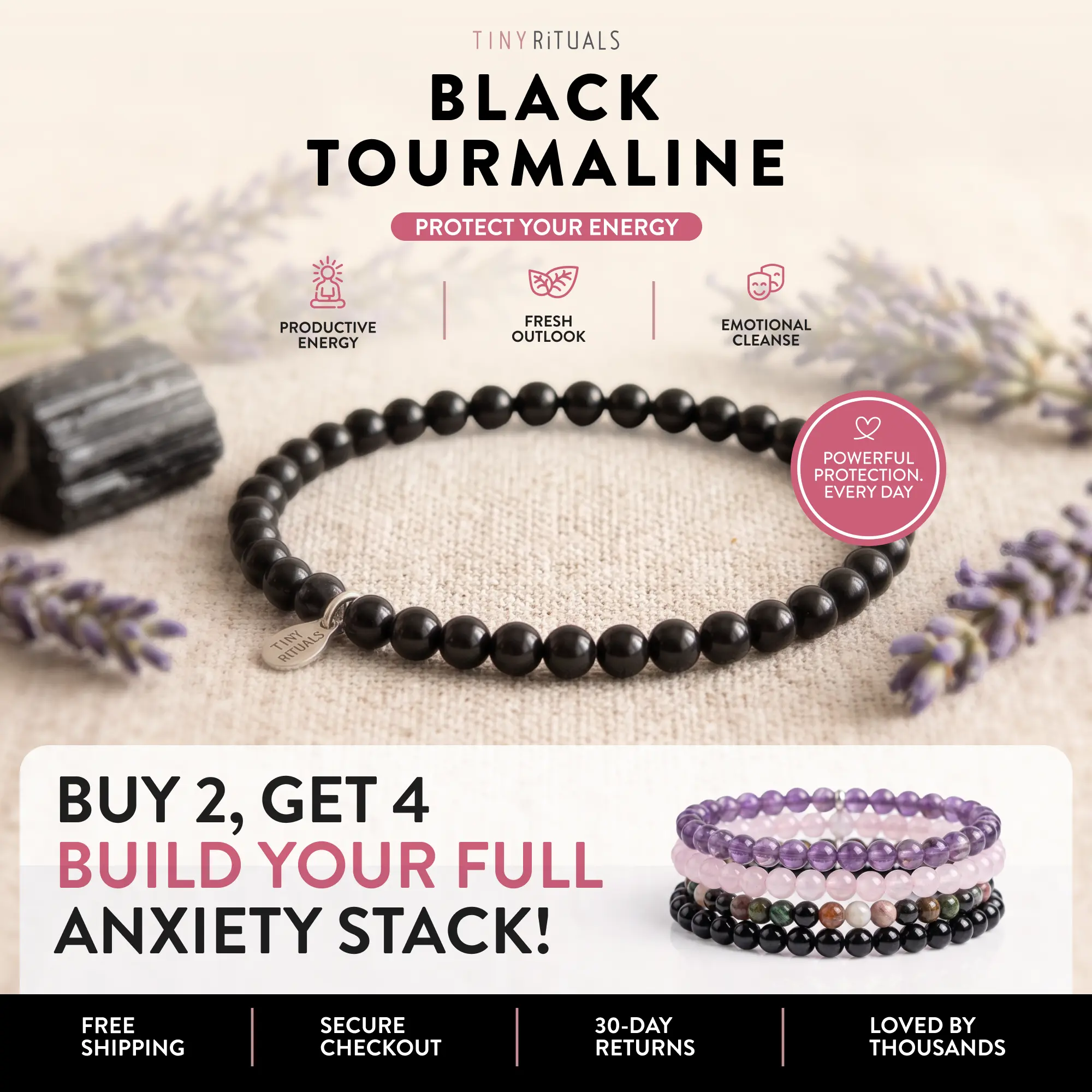 TINY RiTUALS Black Tourmaline Energy Bracelet