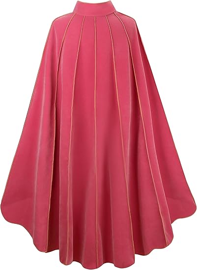 Women's Medieval Cloak Stand Collar Deluxe Velvet Gold Trim Renaissance Cape for Adult