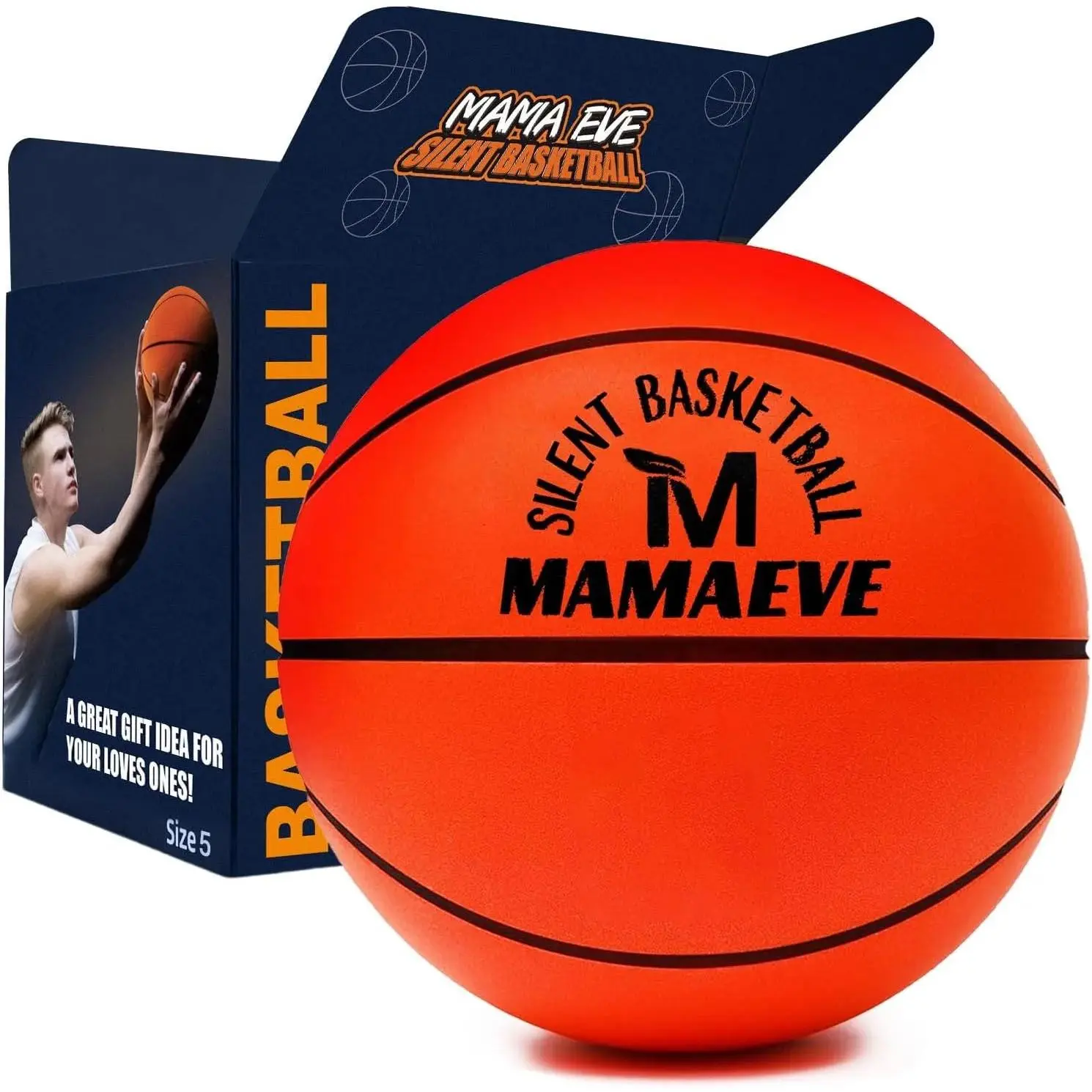 Silent Basketball Size 7-Size 5-Size 3, New Upgraded Weight Grooved Airless Indoor Basketball, Non-derforming Package, Real Feel & Bounce Like Official Ball, Quiet Dribbling Indoor Training
