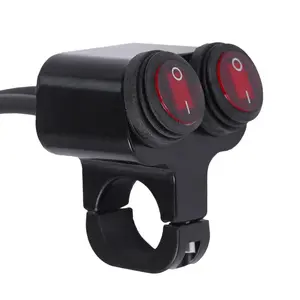 Waterproof 7/8″ Light Bar Switch For Motorcycle,ATV,Handlebar Double Control Kill Button Switch,Headlight Spotlights Hazard Brake Fog Light ON Off Switches 12v 16A (Red)