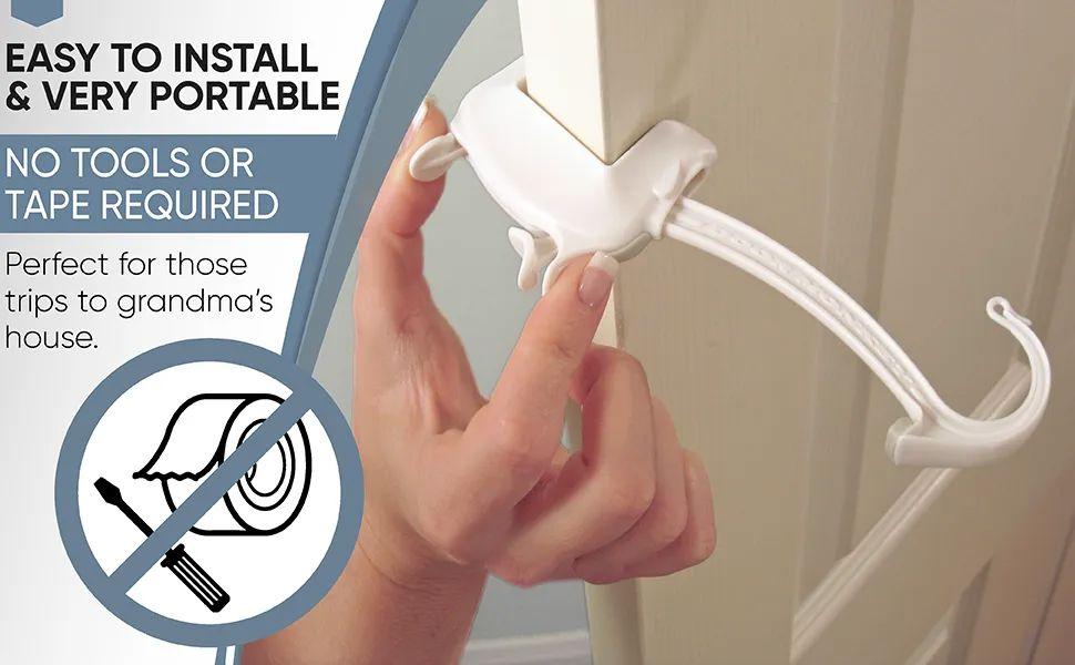 Proof Door Lock & Pinch Guard - For Door Knobs & Lever Handles - Easy to Install - No Tools or Tape Required - Baby Safety Door Lock - Very Portable - Great for Dogs & Cats