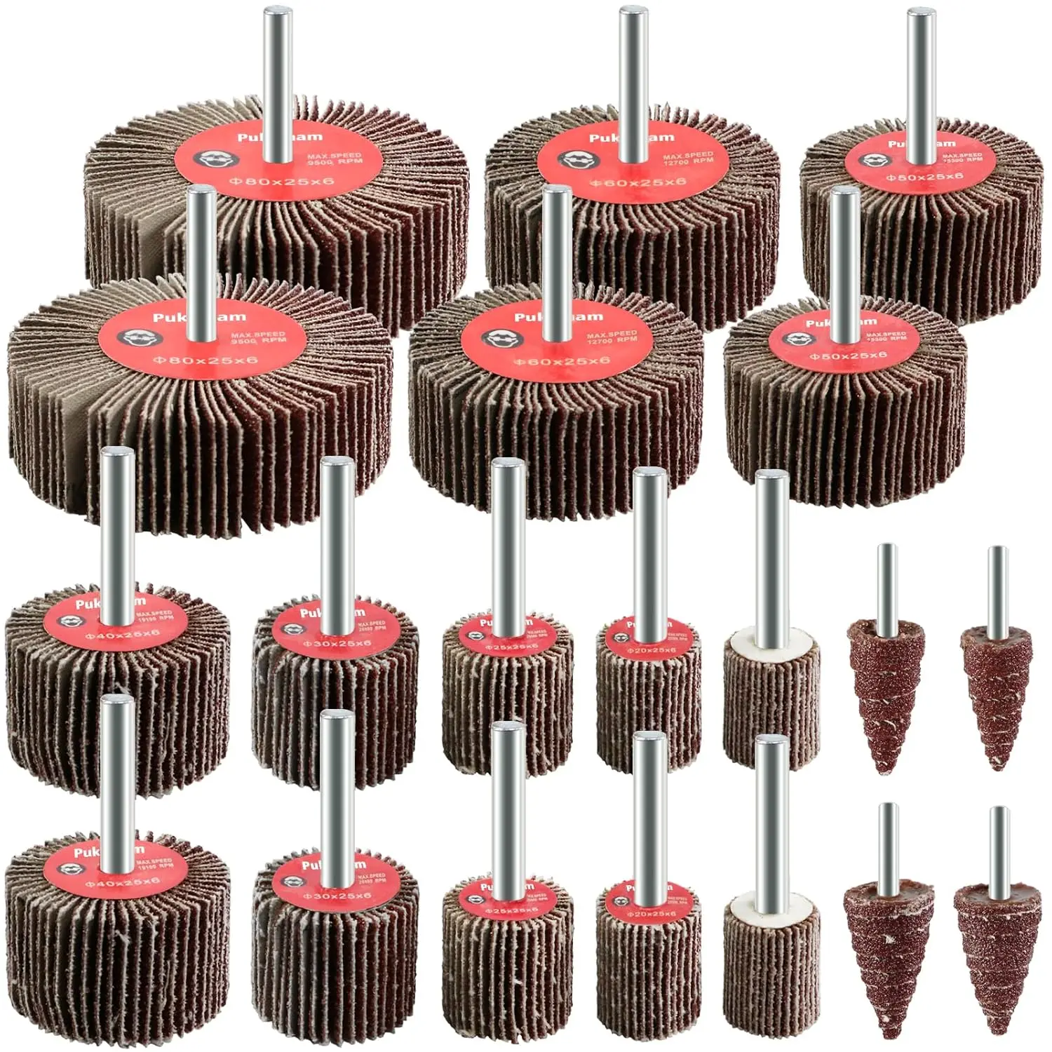 20 count Flap Wheel Sander Set 80 Grit Sanding Wheel for Drill 1/4" Shank for Metal