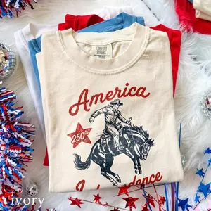 Comfort Colors USA 250th Anniversary Independence Day Shirts, America Independence Cowboy Shirt, Patriotic Western Freedom Tee, USA Gift
