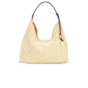 Madewell Lg Raffia Shoulder Bag in True Black Multi