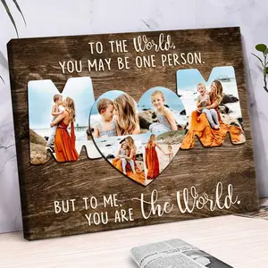 Custom Photo Collage Gifts For Mom, Mother's Day Gifts From Husband, Mom For Son, Mom Is The World, Gifts From Daughter Or Son