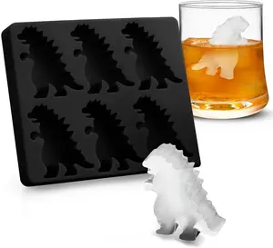 Dinosaur Ice Cube Molds 6 Cavity Dinosaur Shaped Ice Cube Tray with Lid Freezer Safe for Summer Drinks