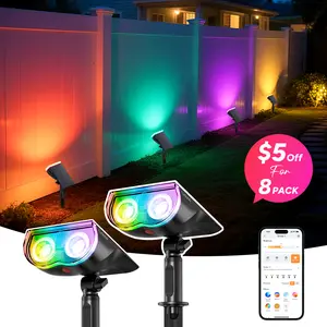 Linkind Smart Solar Spotlight SL5C Color Changing Cool Warm White Landscape Lighting APP Control Solar Lights Outdoor IP67 Waterproof for Yard Garden Pathway 2 Pack with AI-Dot App for Customizable Scenes
