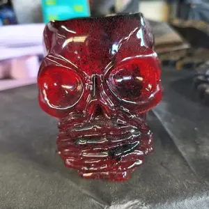 Handcrafted Red Resin Skull Candle Holder Unique Decorative Accent for Home Decor