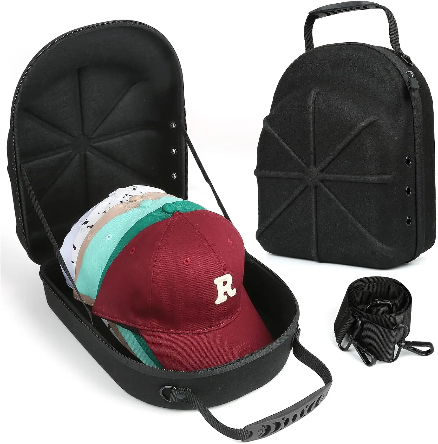 Hat Travel Case - For Cap Organizer durable Hard Hat holder This Hat Carrier fit 6 Baseball Cap With shoulder Strap & Carry Handle deal for Travel & H